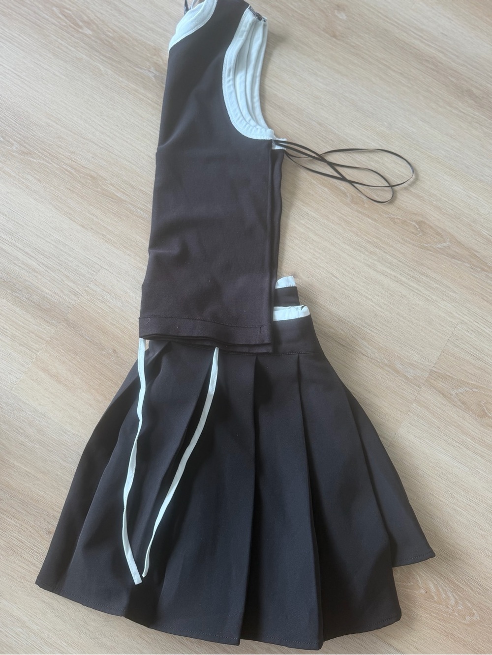Womems Black Two-Piece Dress with White Trim